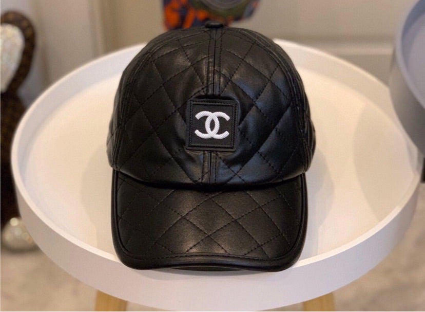 PU leather Chanel hat